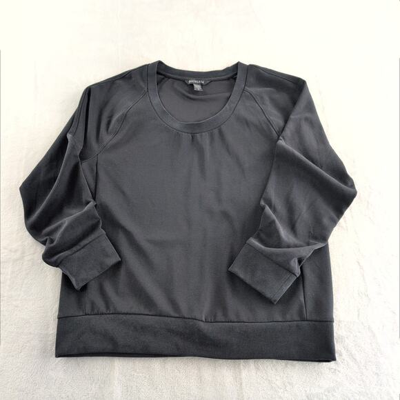 Athleta Seasoft Scoop Neck Sweatshirt Women's Large Black CleanGirl Minimalist - Picture 1 of 9